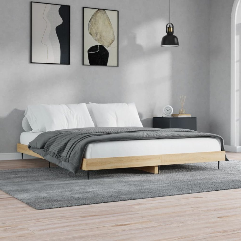 vidaXL Sängram utan madrass sonoma-ek 120x200 cm konstruerad trä