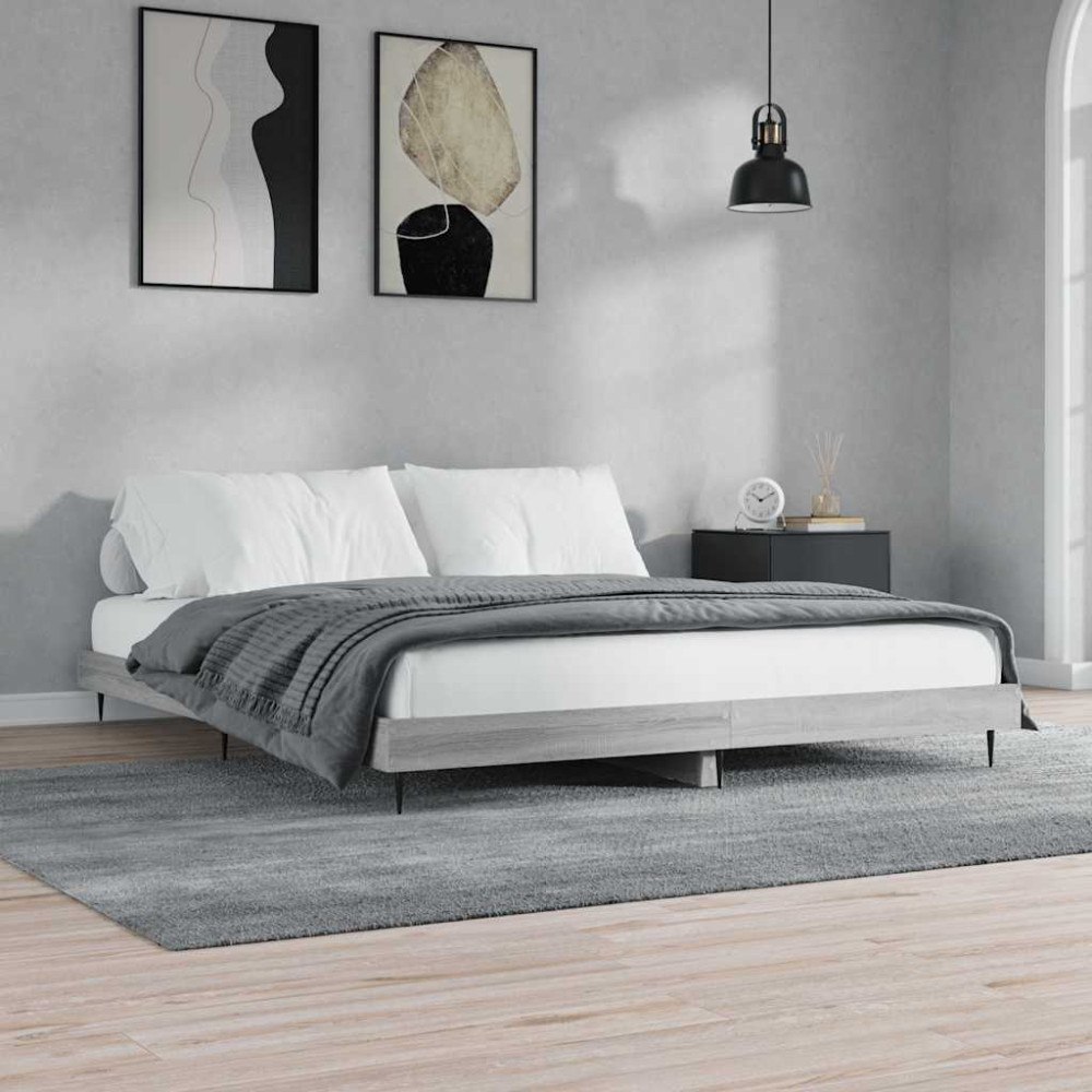 vidaXL Sängram grå sonoma 120x200 cm konstruerat trä