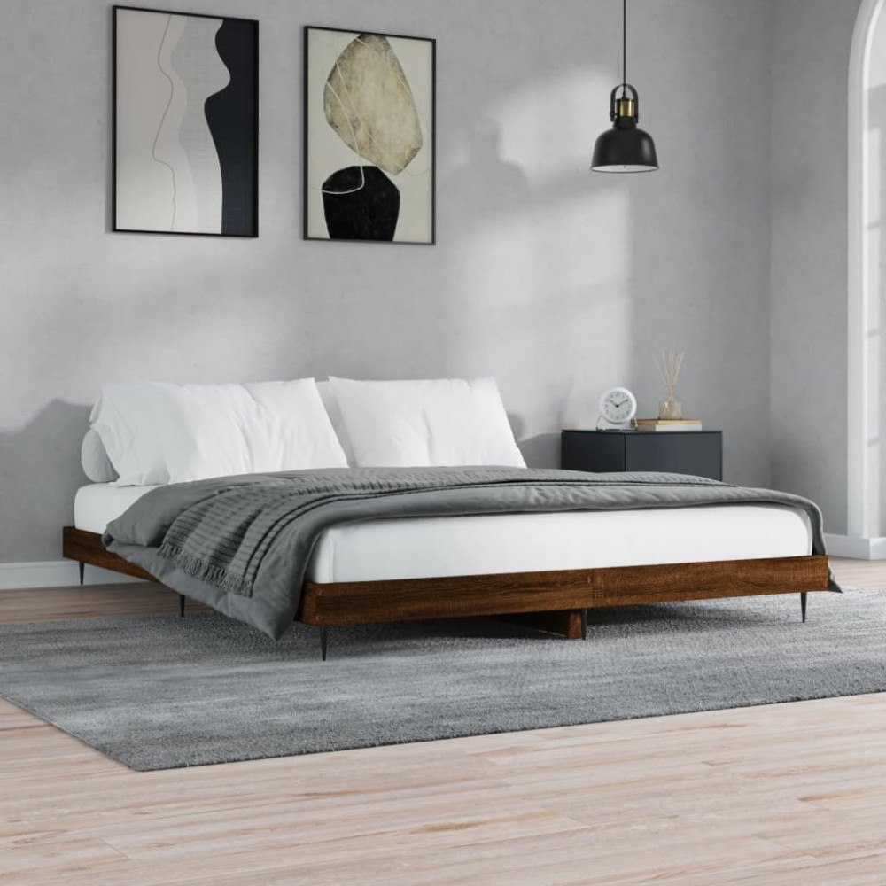 vidaXL Sängram utan madrass brun ek 120x200 cm konstruerad trä