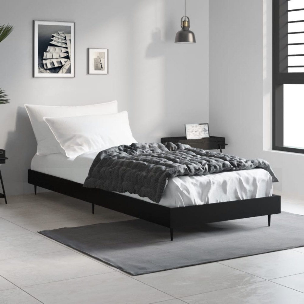 vidaXL Sängram svart 75x190 cm konstruerat trä
