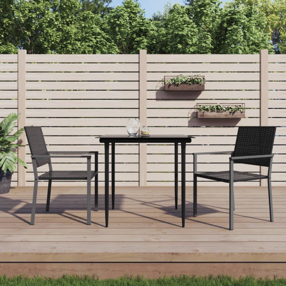 vidaXL Trädgårdsstolar 2 st svart 54x62,5x89 cm konstrotting