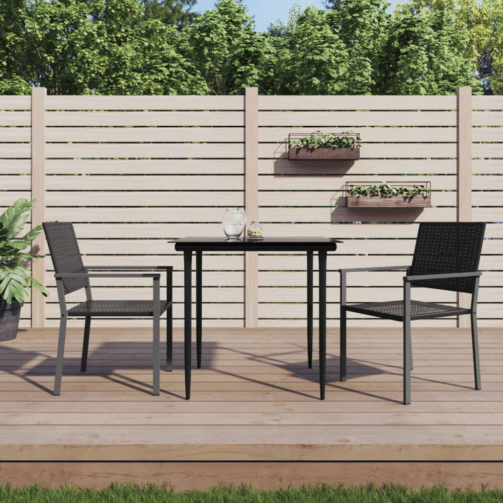 vidaXL Trädgårdsstolar 2 st svart 54x62,5x89 cm konstrotting