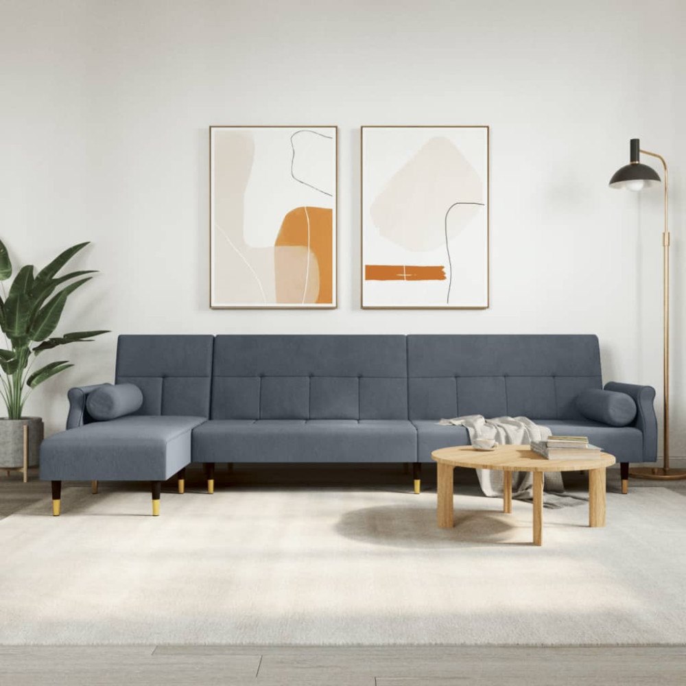 vidaXL L-formad soffa mörkgrå 271x140x70 cm sammet