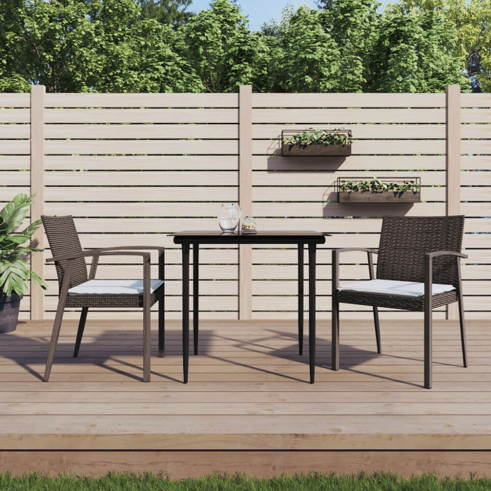 vidaXL Trädgårdsstolar 2 st med dynor brun 56,5x57x83 cm konstrotting