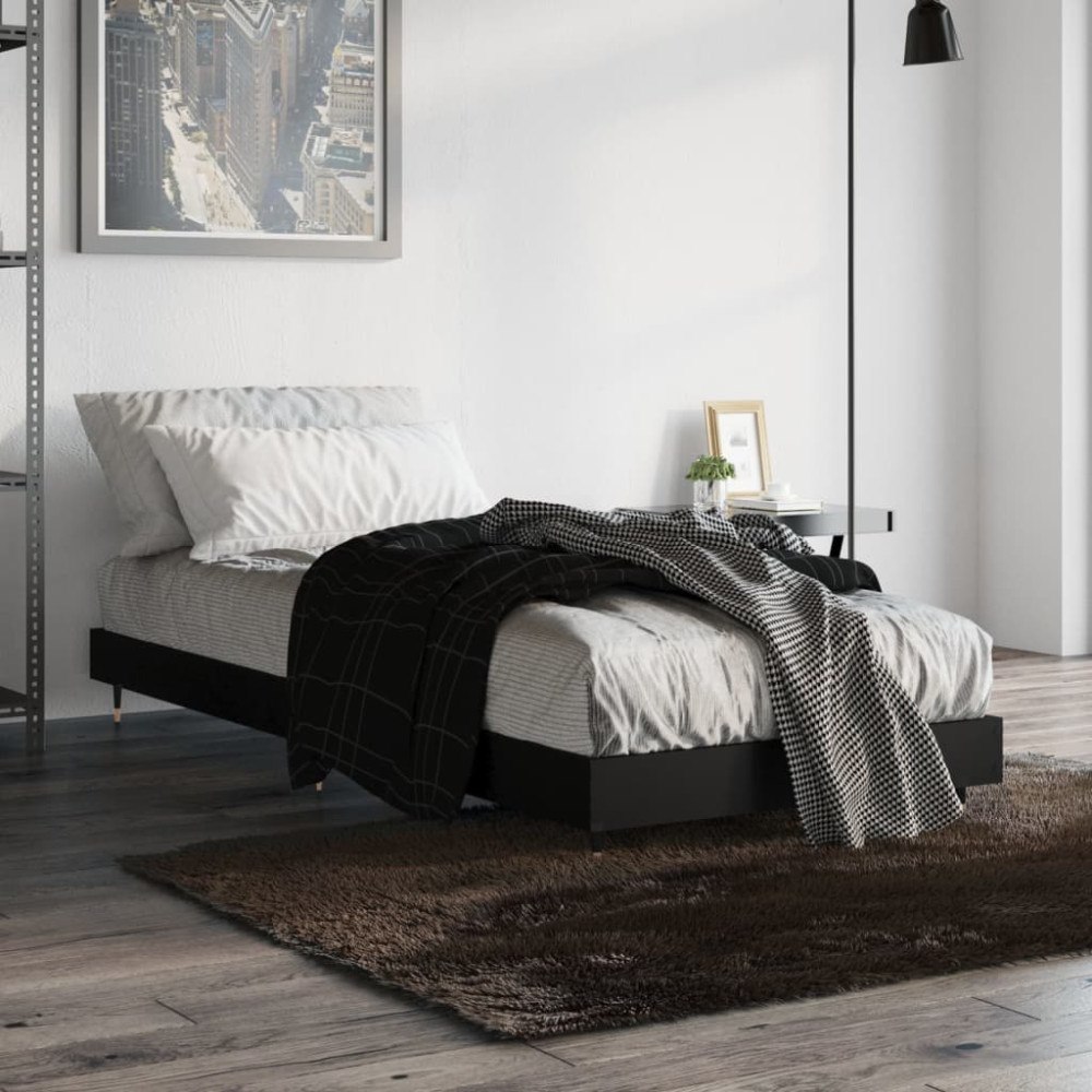 vidaXL Sängram svart 75x190 cm konstruerat trä