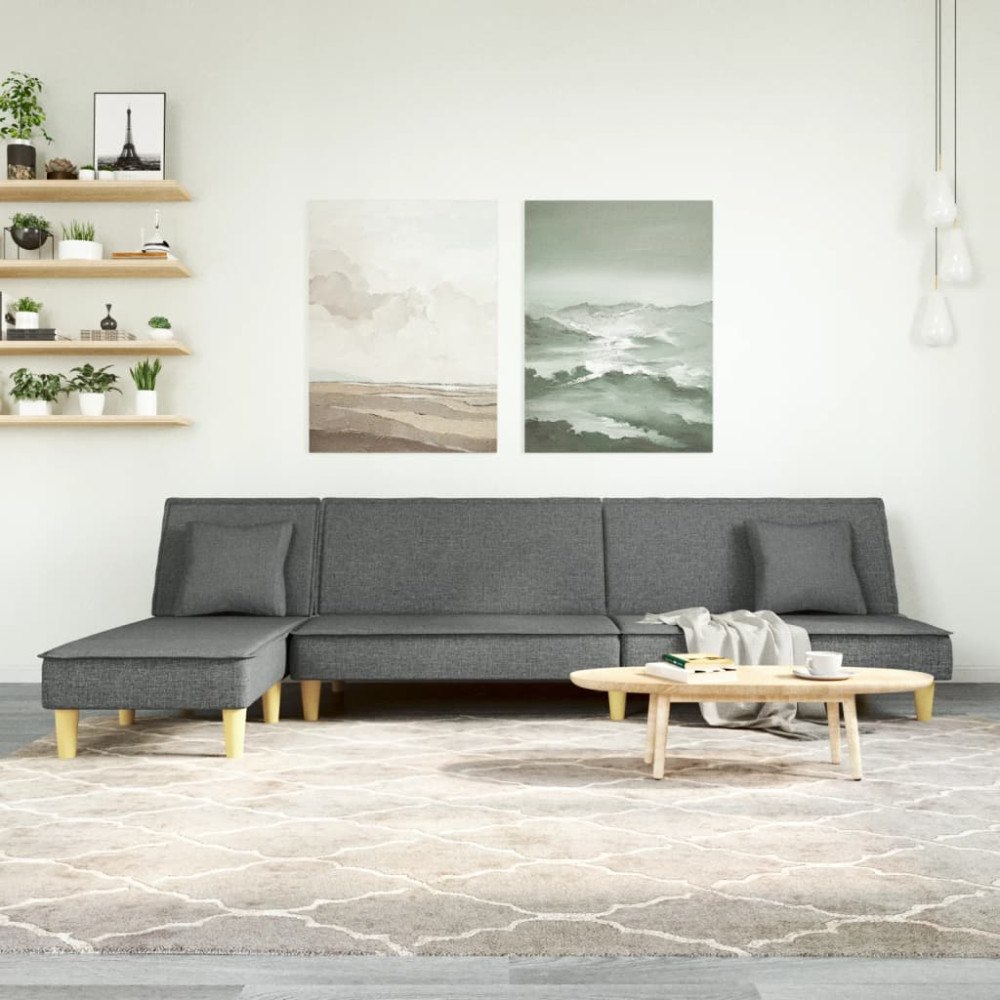 vidaXL L-formad soffa mörkgrå 255x140x70 cm tyg