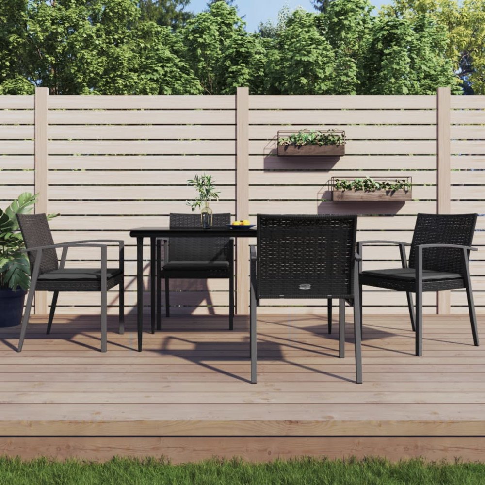 vidaXL Matgrupp för trädgården med dynor 7 delar konstrotting & stål