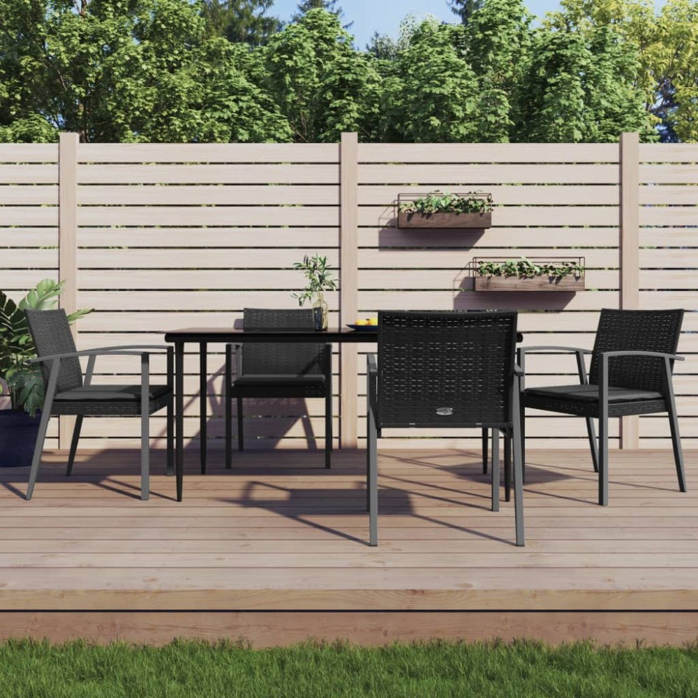 vidaXL Matgrupp för trädgården med dynor 5 delar konstrottning & stål
