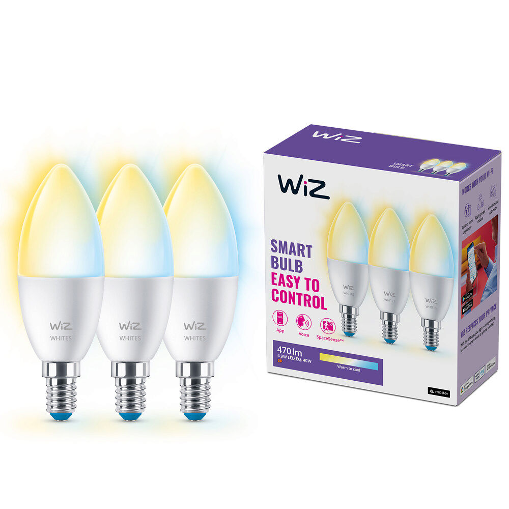 WiZ WiFi Smart LED E14 Kron 40W Varm-kallvit 470 lm 3 pack