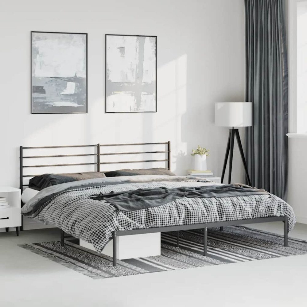vidaXL Sängram med huvudgavel metall svart 193x203 cm
