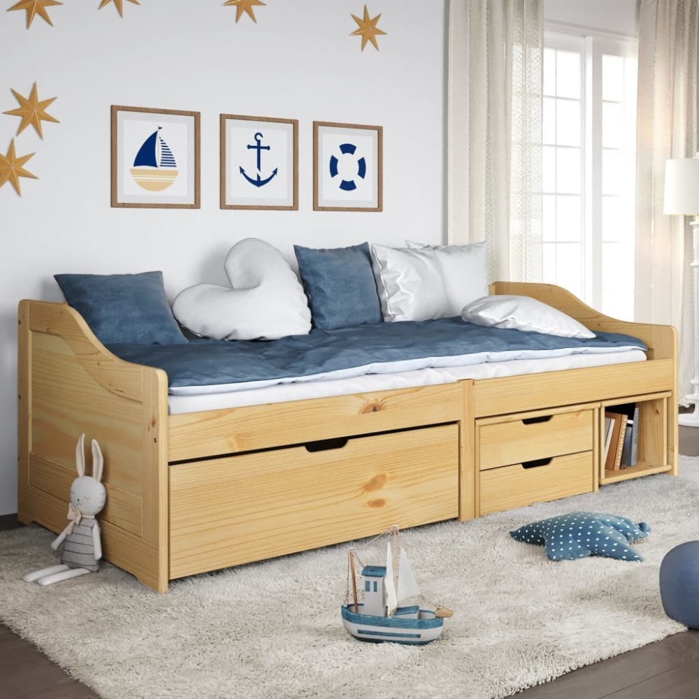 vidaXL Dagbädd med 3 lådor IRUN 90x200 cm massiv furu