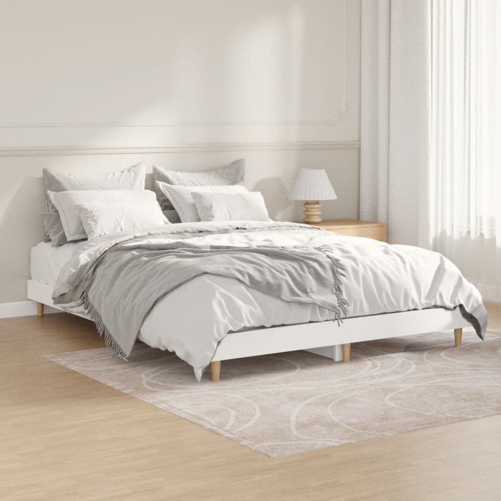 vidaXL Sängram vit 135x190 cm konstruerat trä