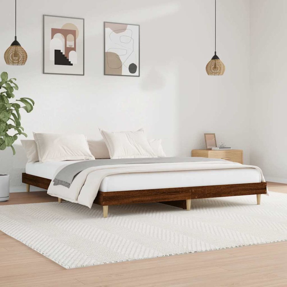 vidaXL Sängram utan madrass brun ek 120x200 cm konstruerad trä