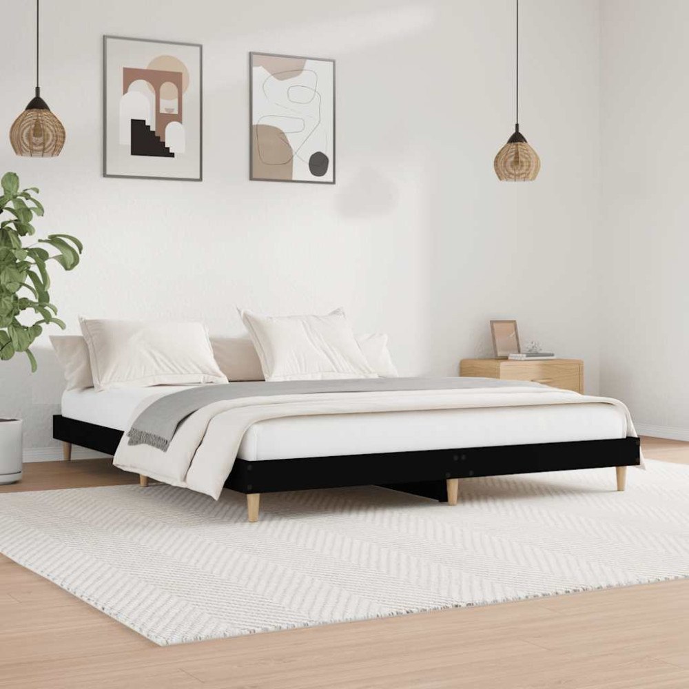 vidaXL Sängram svart 120x200 cm konstruerat trä