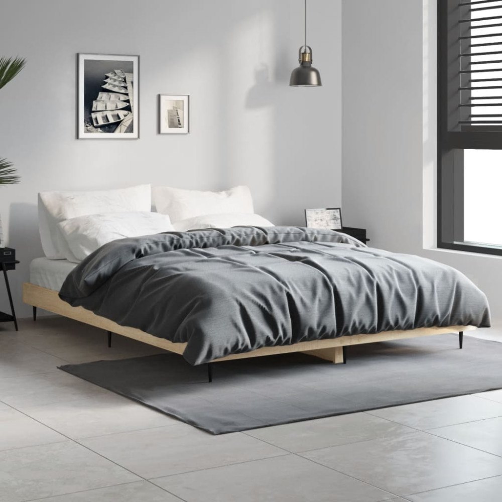 vidaXL Sängram utan madrass sonoma-ek 140x190 cm konstruerad trä