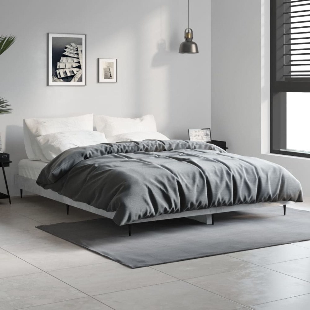 vidaXL Sängram betonggrå 140x190 cm konstruerat trä