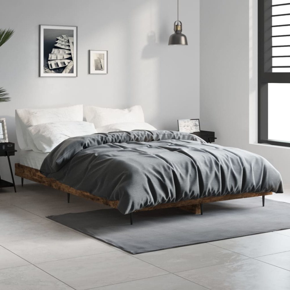 vidaXL Sängram utan madrass rökfärgad ek 120x190 cm konstruerad trä