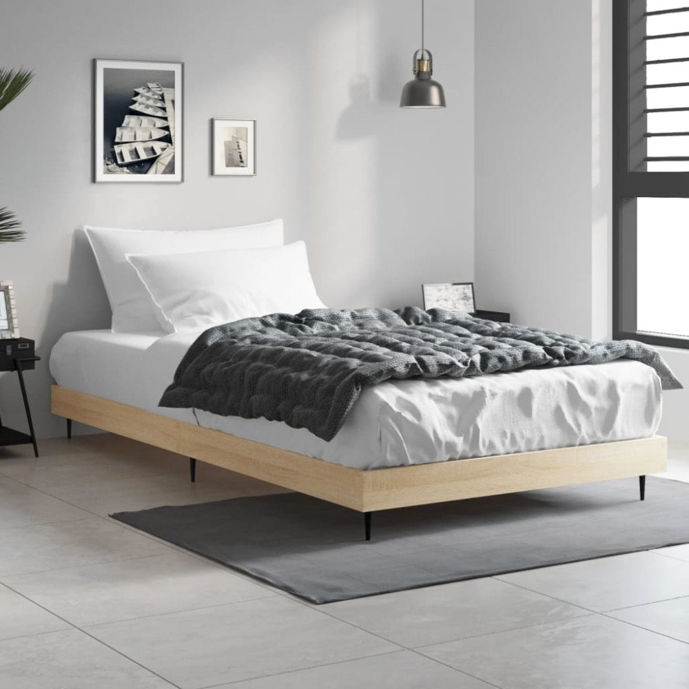 vidaXL Sängram utan madrass sonoma-ek 90x190 cm konstruerad trä