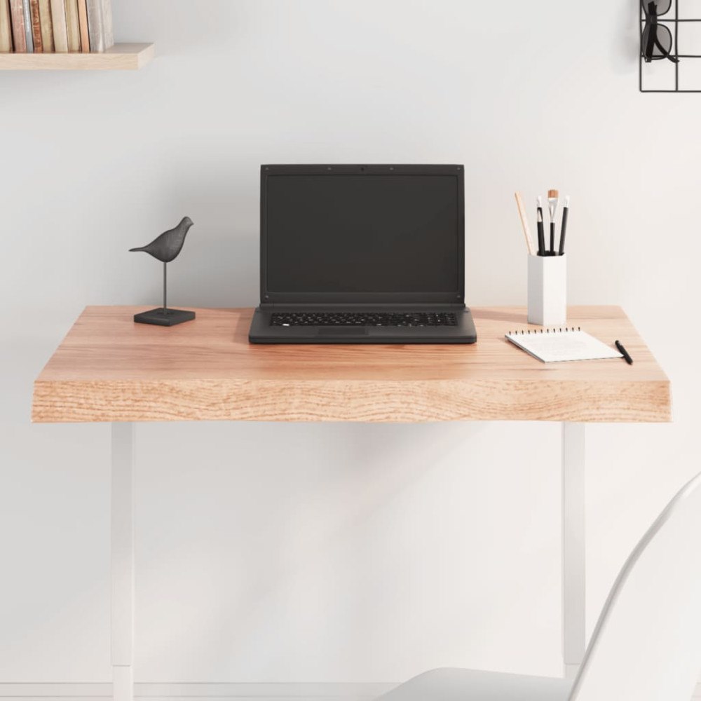 vidaXL Bordsskiva ljusbrun 80x60x(2-6) cm massivt trä levande kant