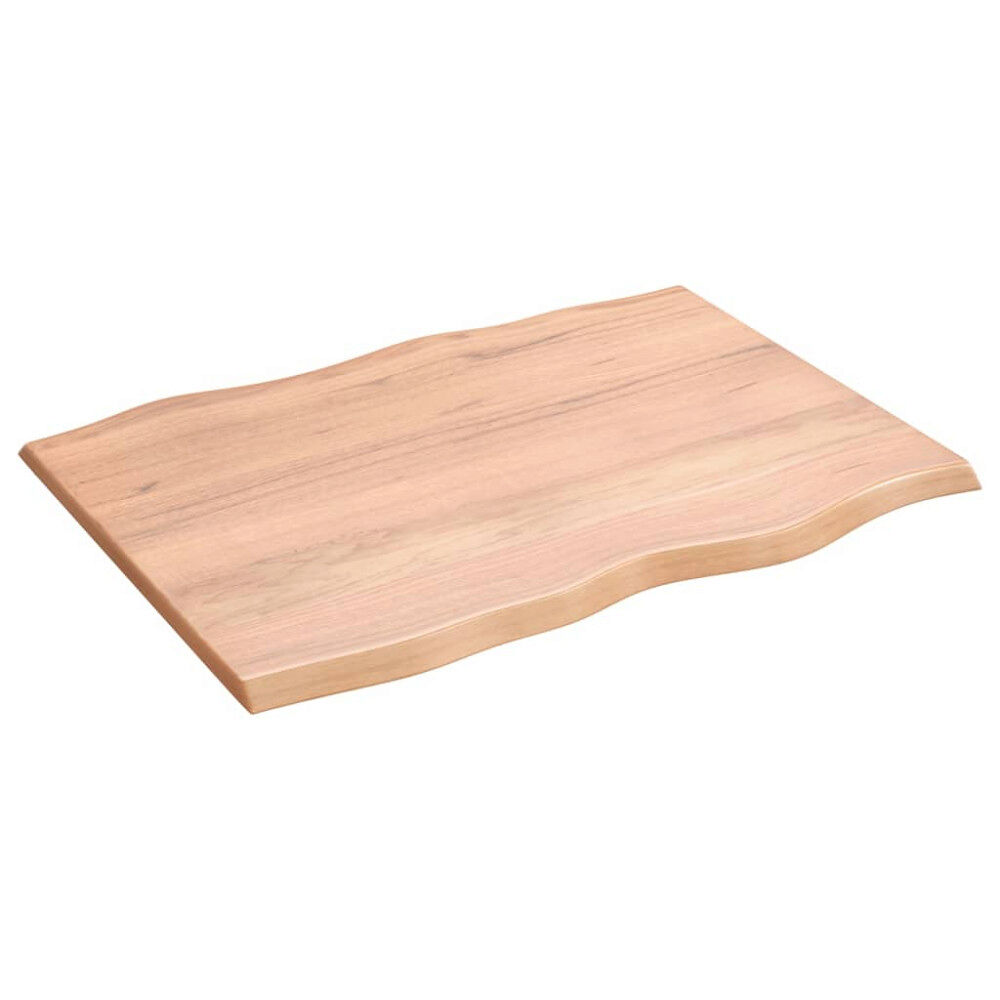 vidaXL Bordsskiva ljusbrun 80x60x2 cm behandlad massiv ek levande kant