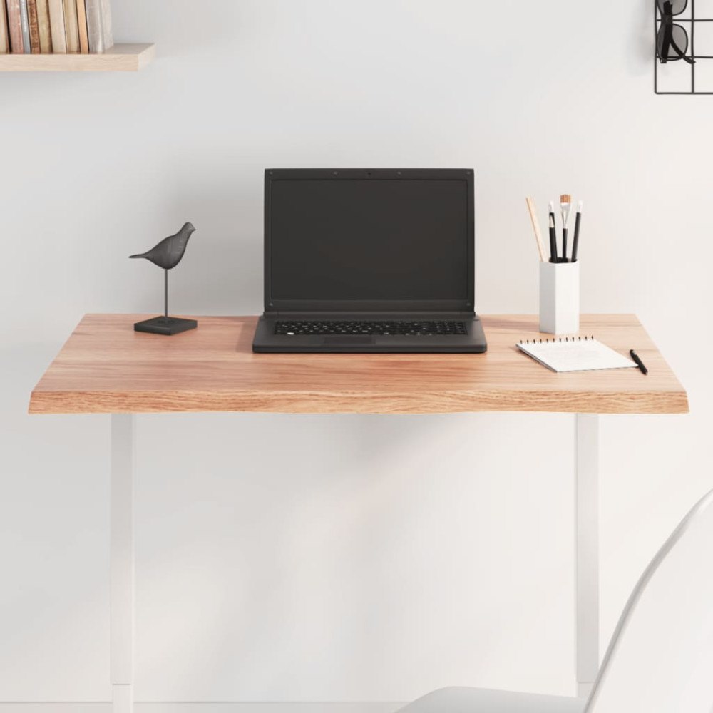 vidaXL Bordsskiva ljusbrun 80x50x2 cm behandlad massiv ek levande kant