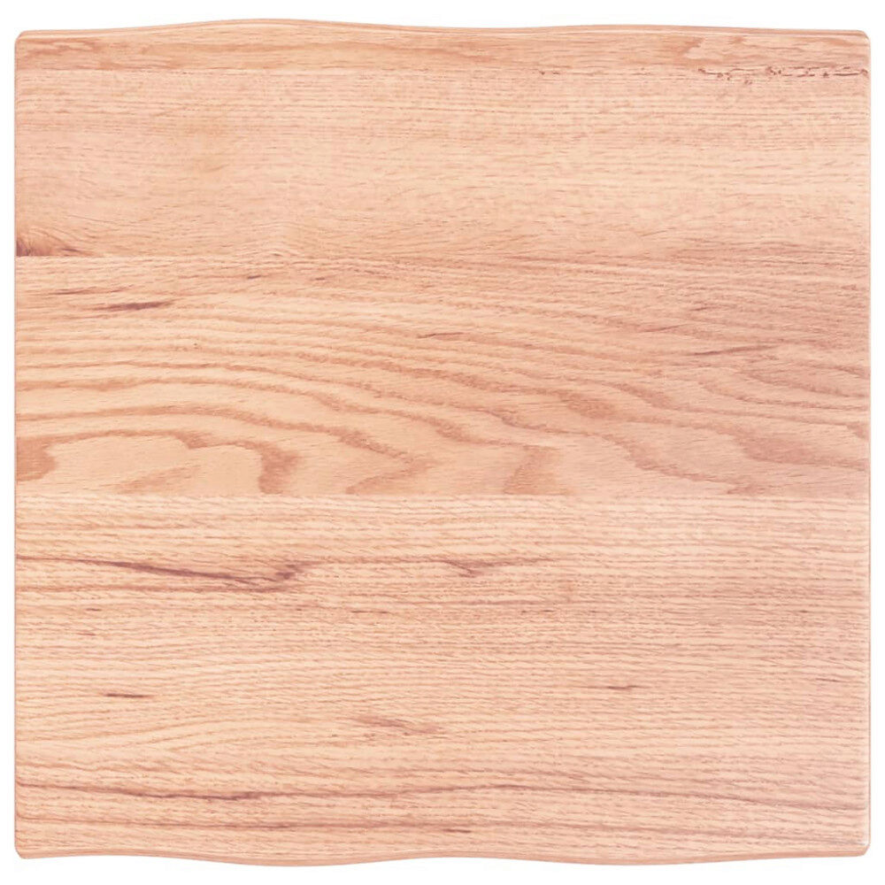 vidaXL Bordsskiva ljusbrun 60x60x2 cm behandlad massiv ek levande kant