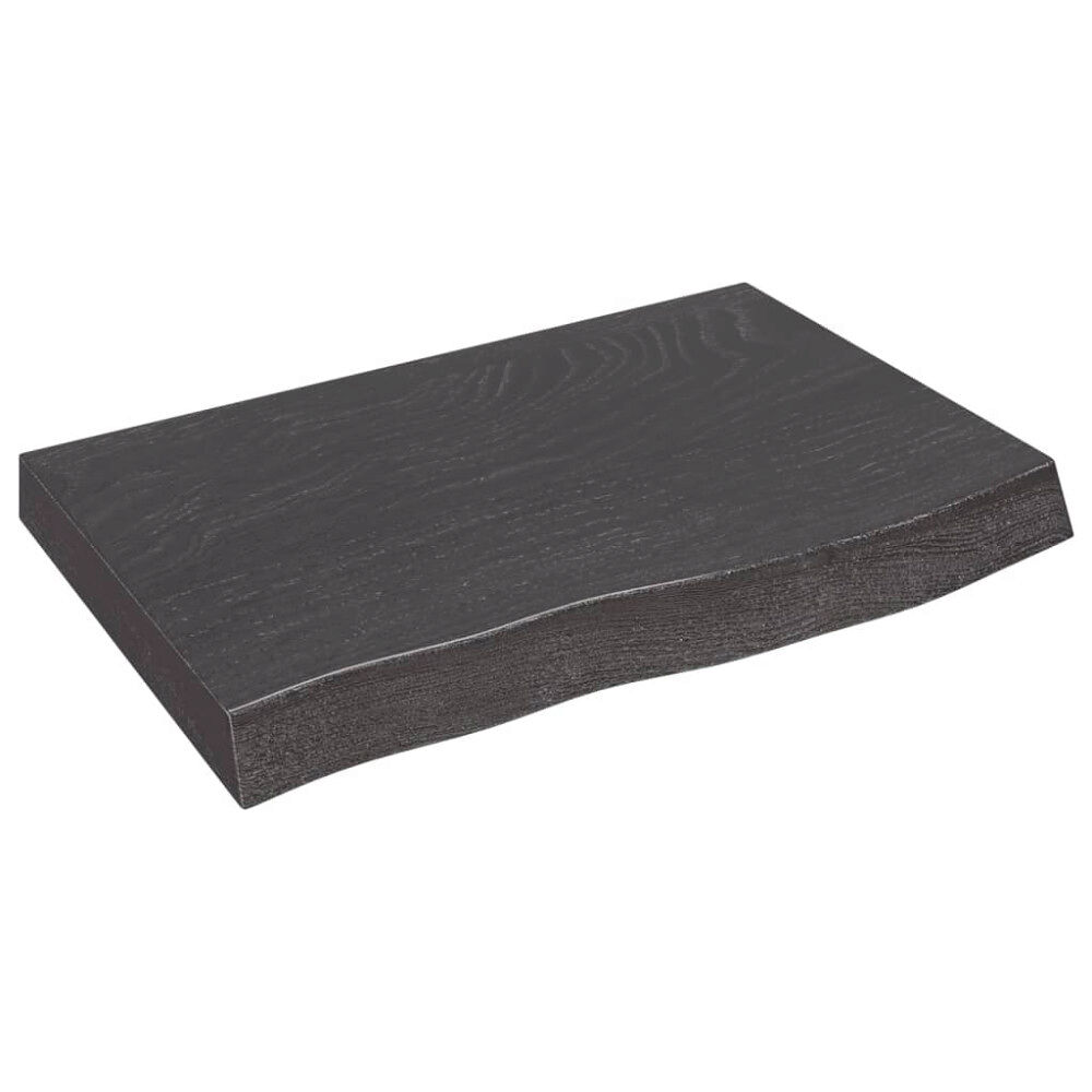 vidaXL Vägghylla mörkbrun 60x40x(2-6) cm behandlad massiv ek