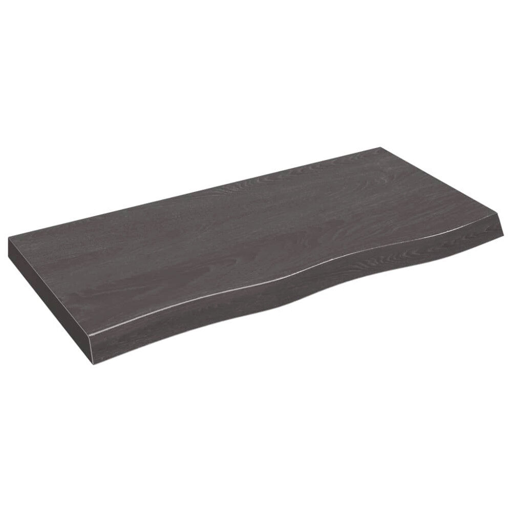 vidaXL Vägghylla mörkbrun 100x50x(2-6) cm behandlad massiv ek