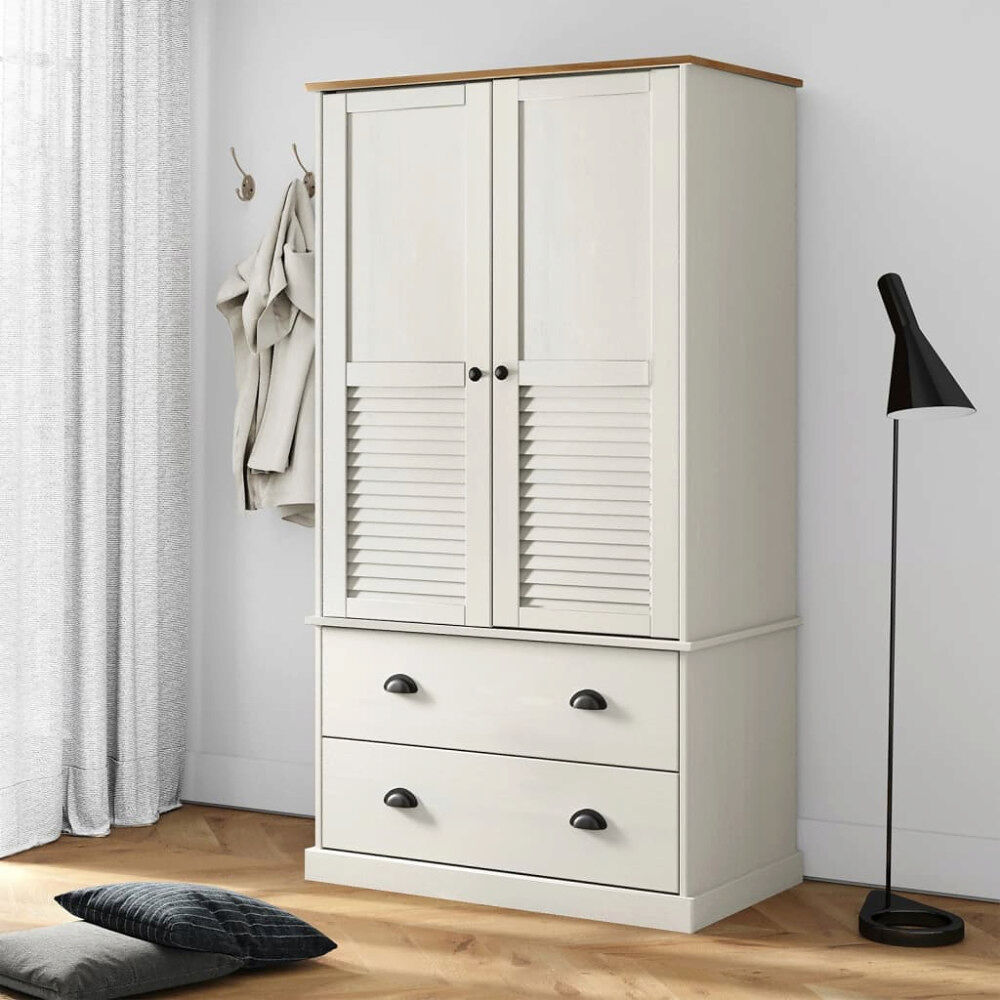 vidaXL Klädskåp VIGO vit 90x55x170 cm massiv furu