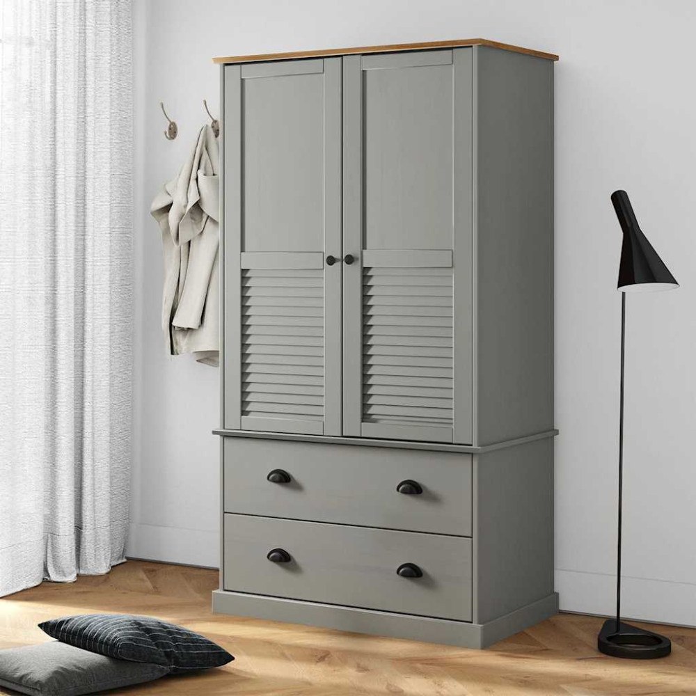 vidaXL Klädskåp VIGO grå 90x55x170 cm massiv furu