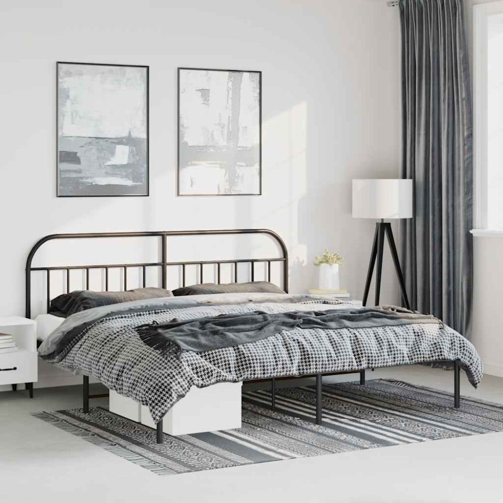vidaXL Sängram med huvudgavel metall svart 193x203 cm