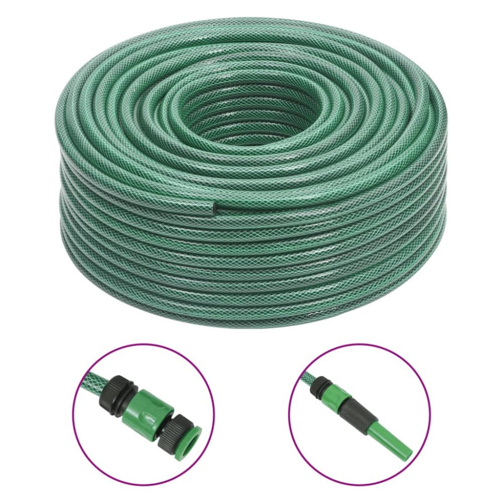 vidaXL Trädgårdsslang med kopplingar grön 0,5" 100 m PVC