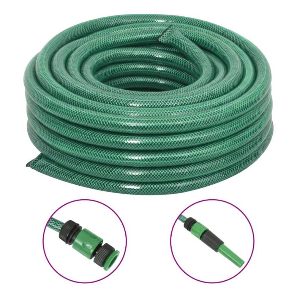 vidaXL Trädgårdsslang med kopplingar grön 0,75" 50 m PVC