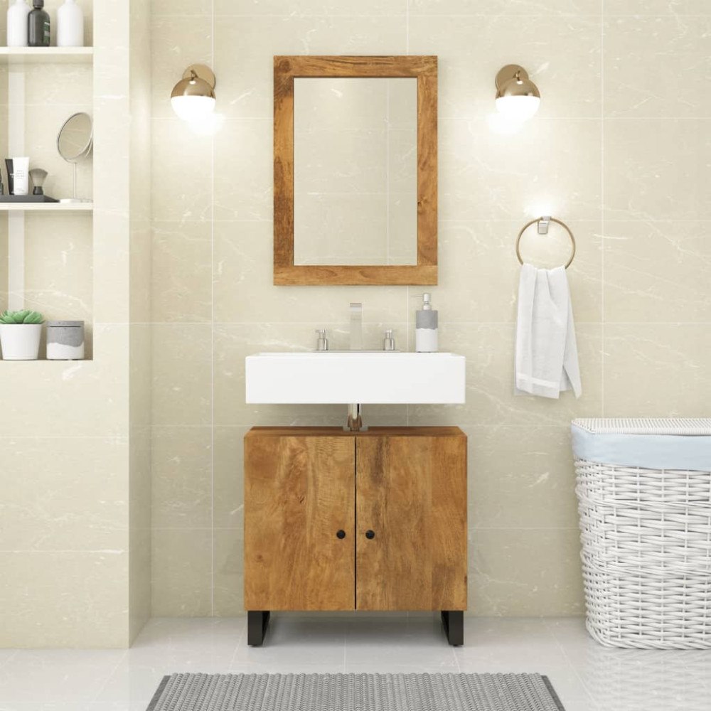 vidaXL Spegel 70x50 cm massivt mangoträ och glas