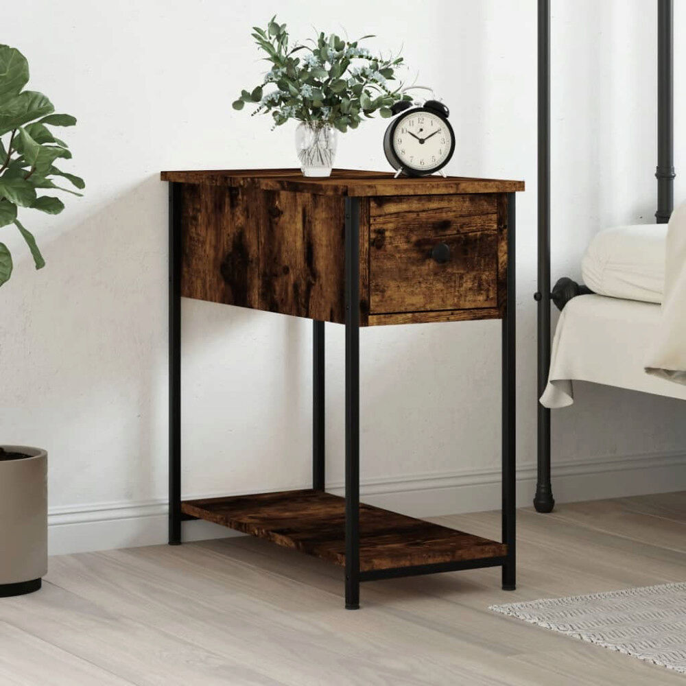 vidaXL Sängbord rökfärgad ek 30x60x60 cm konstruerat trä