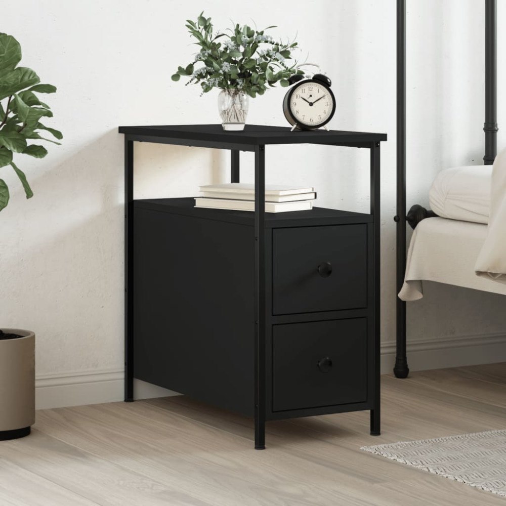 vidaXL Sängbord svart 30x60x60 cm konstruerat trä