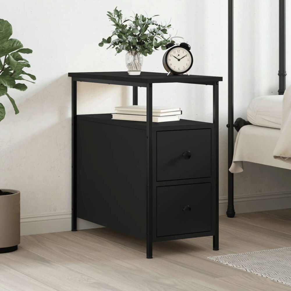 vidaXL Sängbord svart 30x60x60 cm konstruerat trä