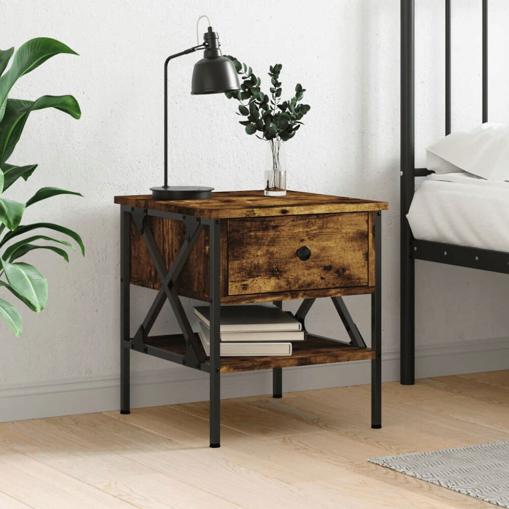 vidaXL Sängbord rökfärgad ek 40x42x45 cm konstruerat trä