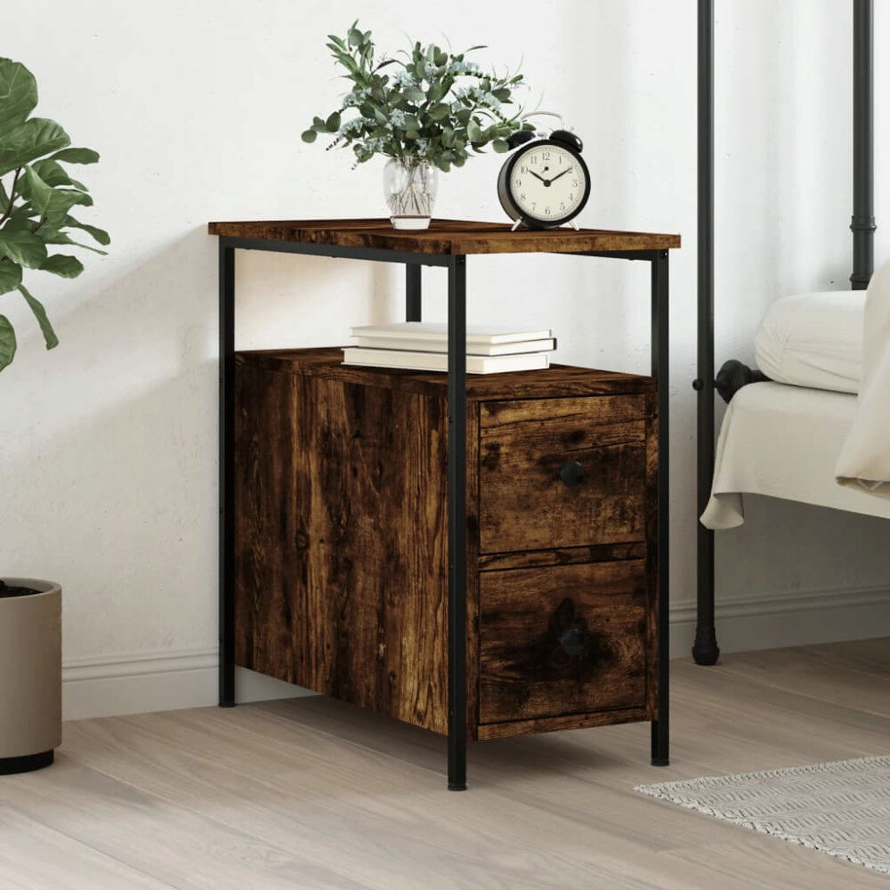 vidaXL Sängbord rökfärgad ek 30x60x60 cm konstruerat trä
