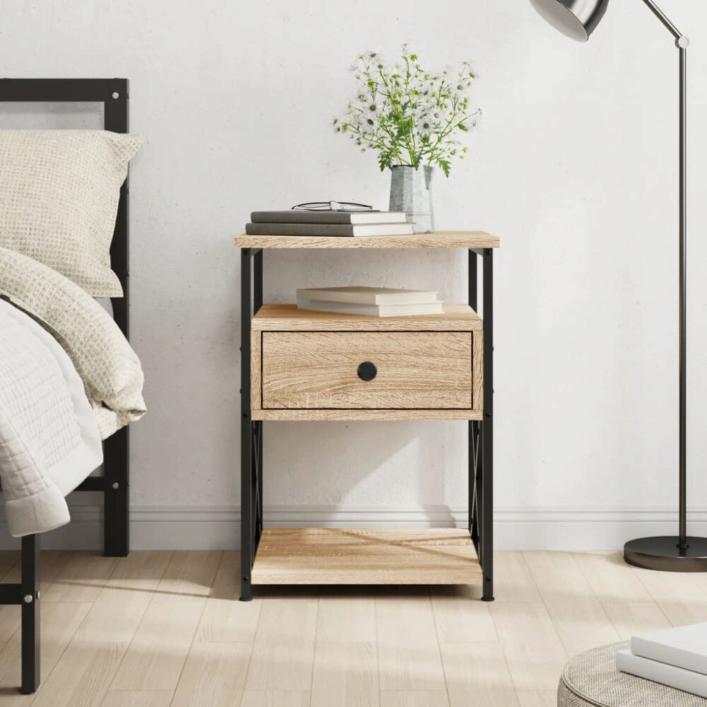 vidaXL Sängbord sonoma-ek 40x42x55 cm konstruerat trä