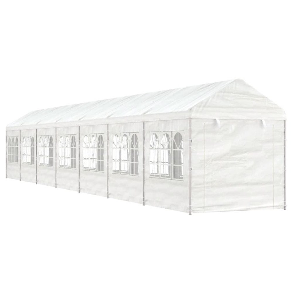 vidaXL Paviljong med tak vit 15,61x2,28x2,69 m polyeten