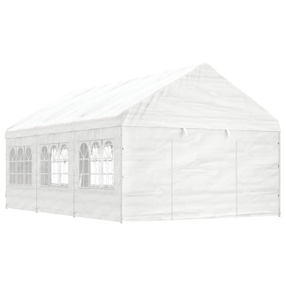 vidaXL Paviljong med tak vit 6,69x4,08x3,22 m polyeten