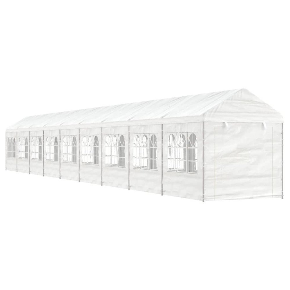 vidaXL Paviljong med tak vit 20,07x2,28x2,69 m polyeten