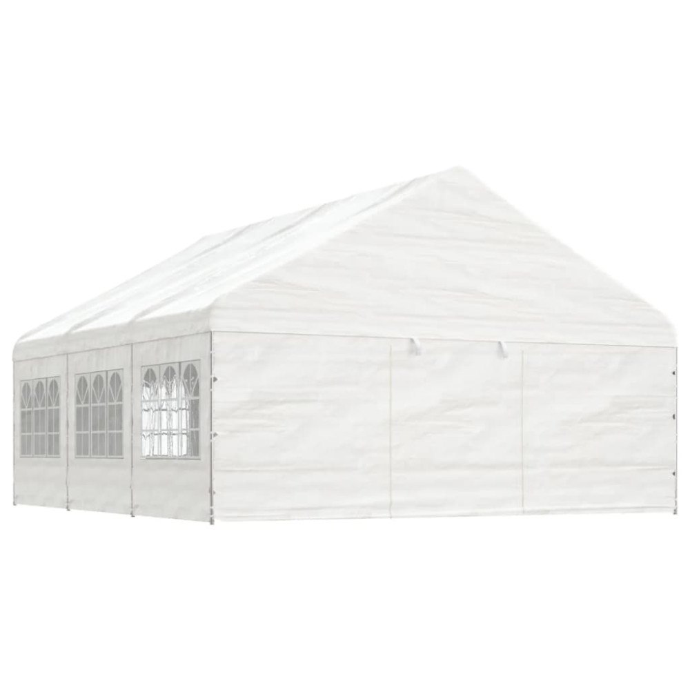 vidaXL Paviljong med tak vit 6,69x5,88x3,75 m polyeten