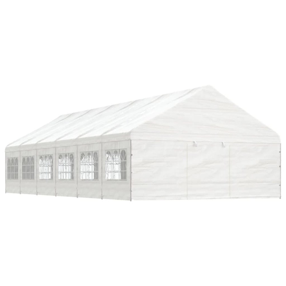 vidaXL Paviljong med tak vit 13,38x5,88x3,75 m polyeten