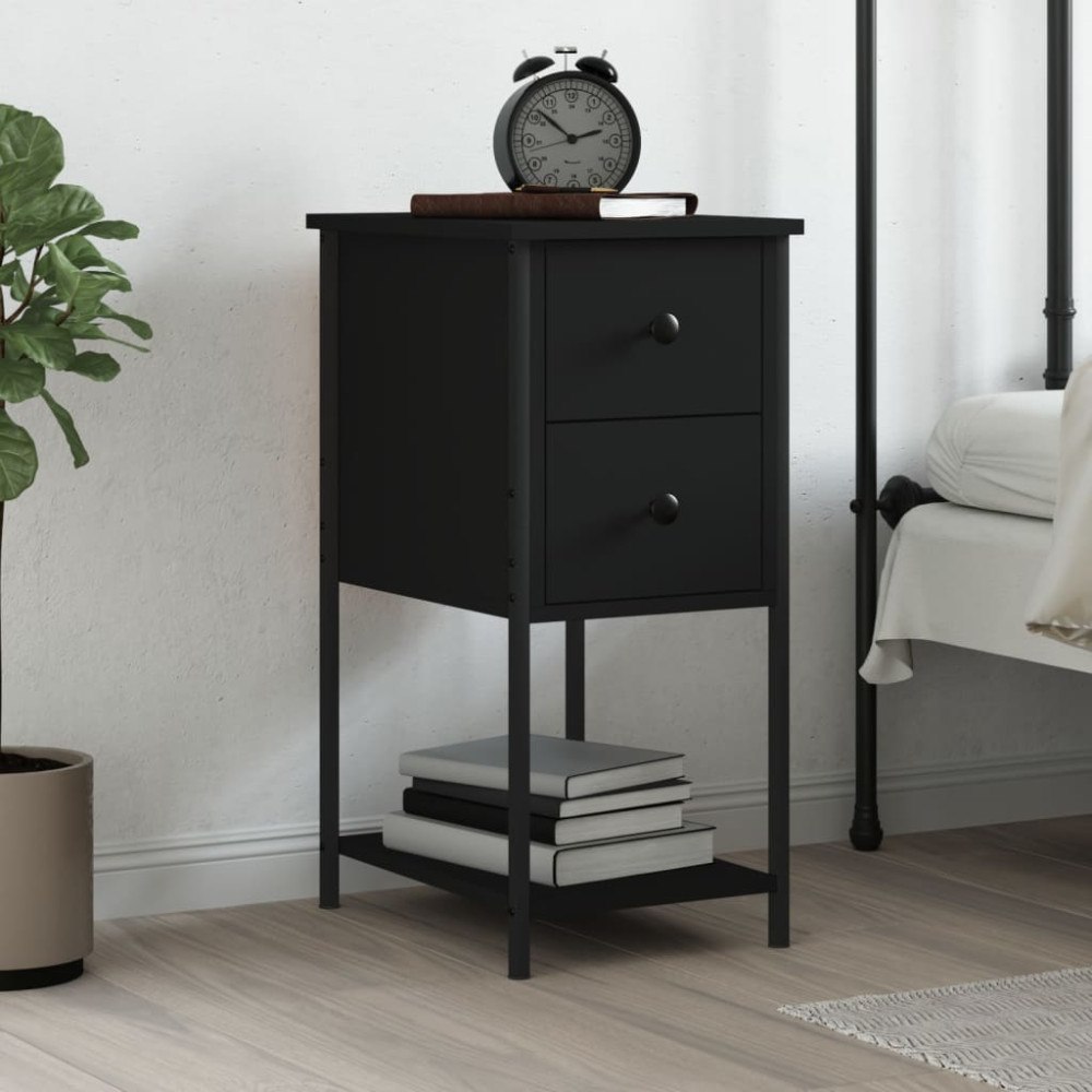 vidaXL Sängbord svart 32x42x70 cm konstruerat trä
