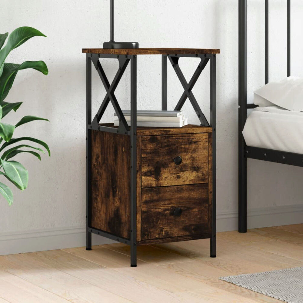vidaXL Sängbord rökfärgad ek 34x35,5x70 cm konstruerat trä