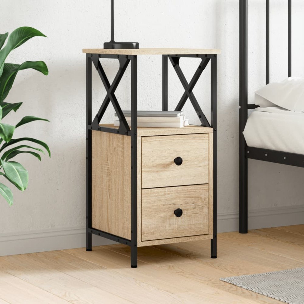 vidaXL Sängbord sonoma-ek 34x35,5x70 cm konstruerat trä