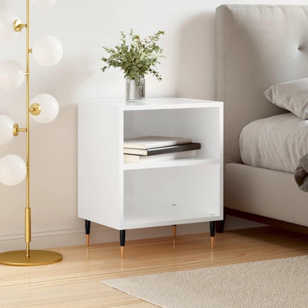 vidaXL Sängbord vit högglans 40x30x50 cm konstruerat trä