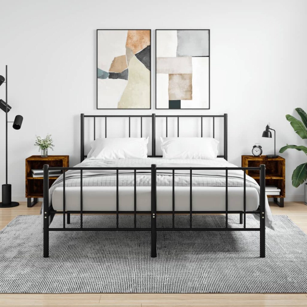 vidaXL Sängbord 2 st rökfärgad ek 40x30x50 cm konstruerat trä